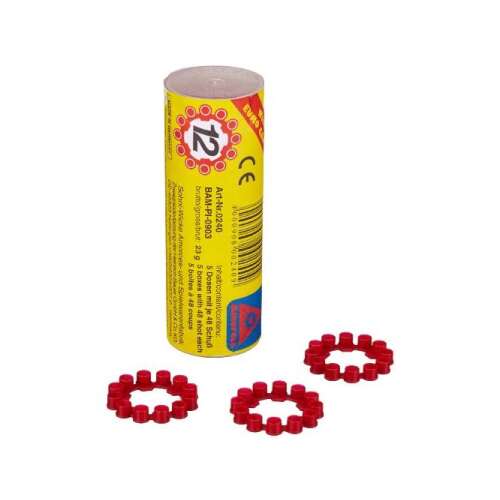 240 červených plastových uzáverov pre hračkárske pištole, 12 uzáverov v škatuli, 5 škatúľ, 12 gauge, značka Rózsaptron
