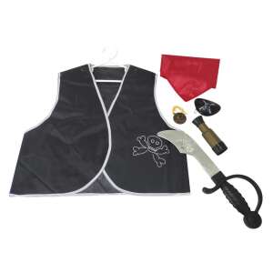 Pirate costume vest with 5 accessories, including a bandana, eyepatch, telescope, sword, and gold coin - Costume for Kid