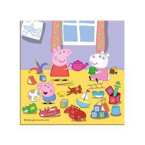 Piesa de puzzle Peppa Pig, prezentând Peppa Pig și prietenii ei jucându-se într-o cameră - Dino Bikes Puzzle
