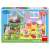 Cutie Peppa Pig 3x55 piese puzzle cutie, prezentând două scene cu Peppa Pig și prietenii ei
