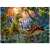 Dinosaur Oasis 100 piece puzzle, featuring a colorful scene with dinosaurs and a waterfall