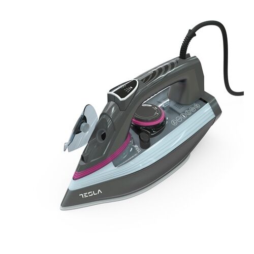 Żelazko Tesla IR400GP, 3100 W, ceramiczna stopa, zbiornik 380 ml, 25 g/min, funkcja antywapienna, funkcja zapobiegająca kapaniu, kabel 1,9 m, kolor szary