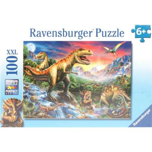Puzzle dinozaur Ravensburger, 100 piese, dimensiune XXL, Jurassic World