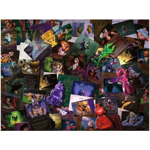 Ravensburger Disney Villains 2000 piece jigsaw puzzle, featuring a collage of Disney villains and their cards