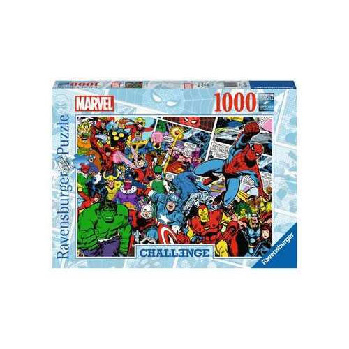Puzzle Ravensburger Marvel Challenge 1000 elementów, przedstawiające komiksowy obraz superbohaterów Marvela