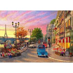 Puzzle Ravensburger cu 500 de piese, cu o scenă de stradă pariziană cu Turnul Eiffel în fundal - Ravensburger Puzzle