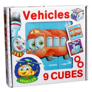 Fahrzeug-Puzzle mit 9 Würfeln für Kinder, 6 verschiedene Bilder zum Zusammensetzen - Puzzle