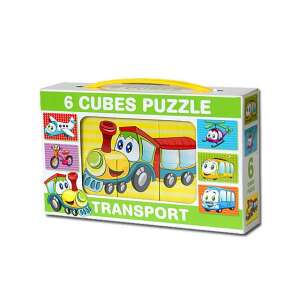6 Kockás Puzzle Szállítás, 6 darabos puzzle gyerekeknek, különféle szállítási járművekkel - Baba puzzle