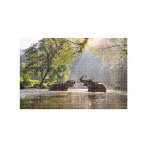 Puzzle complet Luna Elefanți în Lac 1000 piese - Puzzle 3D & Puzzle cu burete