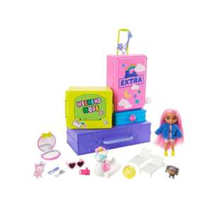 Barbie Extra Mini doll playset, featuring a suitcase-shaped playset with a mini doll, pet, and accessories - Barbie Baba