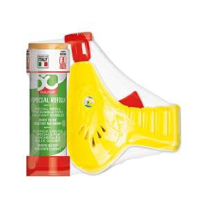 Gelbe Seifenblasenpistole mit rotem Abzug und einer Flasche Seifenblasenlösung, Dulcop Special Refill - Seifenblasen