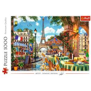 Puzzle Trefl 1000 elementów, Uliczna scena w Paryżu z wieżą Eiffla - Trefl Puzzle