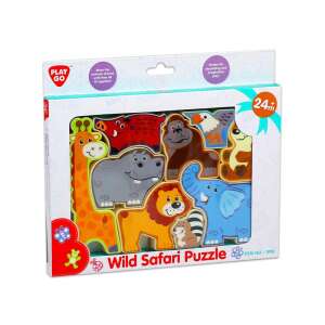 Playgo Wild Safari Puzzle, un puzzle din lemn pentru copii mici cu 9 piese cu animale, perfect pentru povestiri și joacă imaginativă - Puzzle 3D & Puzzle cu burete