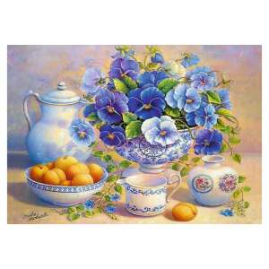 Stillleben mit blauen Blumen und Früchten, Trefl Puzzle - Puzzle & Rätsel