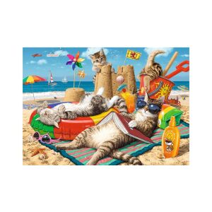 Puzzle Trefl Hidden Shapes Pisici, 1011 piese, pisici pe plajă - Trefl Puzzle