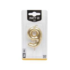 Lumânare de ziua de naștere cu numărul 9 aurie, 6 cm, Party Go - Decoratiuni pentru tort