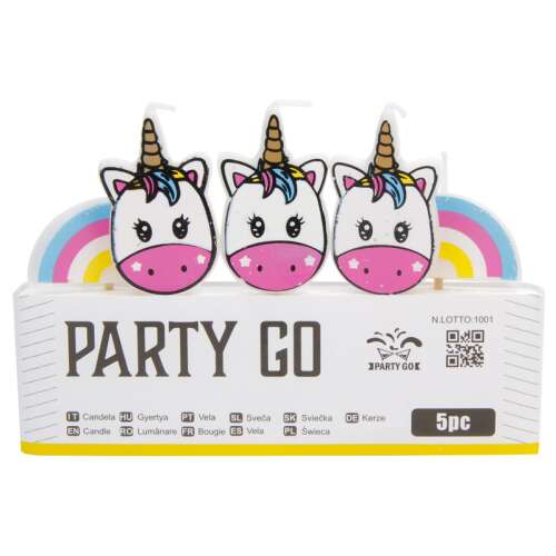 Party Go 5 sztuk świeczek urodzinowych jednorożec, 9 cm