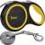 PURLQV automatic retractable dog leash, black and yellow, 5 meters long, for dogs up to 15kg