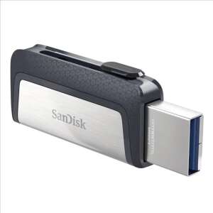Sandisk 256GB Dual Drive USB 3.0 és Type-C pendrive, fekete-ezüst, mindkét csatlakozó látható - Pendrive
