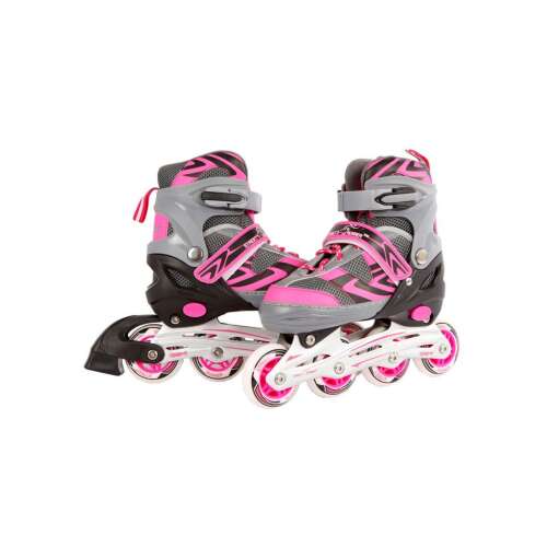 Inline görkorcsolya, rózsaszín és szürke, állítható méret 37-40