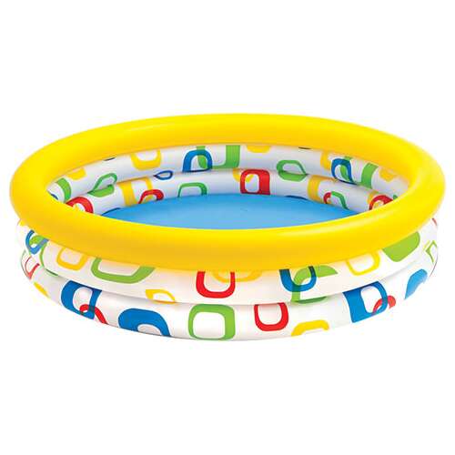 Intex Wild Geometry 3 gyűrűs felfújható medence, 147x35cm, sárga és fehér színes geometriai mintával