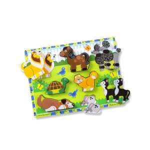 Melissa & Doug Puzzle gros Pets - 8 piese de puzzle din lemn cu animale de la fermă - Melissa & Doug Jocuri si jucarii educative