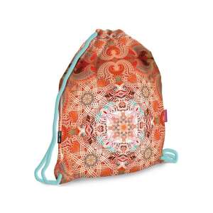 Geantă de sport Mandala Love, sac de gimnastică, model mandala portocaliu și alb, șnur turcesc - Ars Una