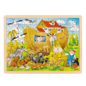 Puzzle din lemn Goki Arca lui Noe cu 96 de piese, cu animale colorate și o ilustrație detaliată a arcei - Puzzle 3D & Puzzle cu burete