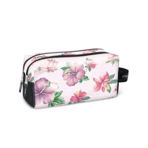 Trusa de machiaj Botanical Mallow cu fermoar, imprimeu floral roz și violet, 25x13x13cm - Ars Una
