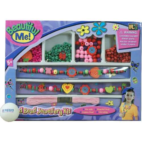Beautiful Me! Holzperlen Schmuck-Set, bunte Holzperlen, Schnur, Anleitung, zum Herstellen von Armbändern und Halsketten, für Kinder ab 5 Jahren