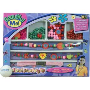 Beautiful Me! Set de bijuterii din mărgele din lemn, mărgele din lemn colorate, șnur, instrucțiuni, pentru a face brățări și coliere, pentru copiii de 5 ani și mai mari - Perle, mărgele