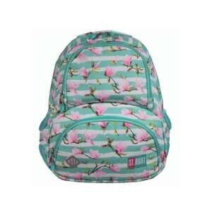 St.Right Magnólia Schulrucksack mit vier Fächern, türkis mit rosa Blumen - Unipap