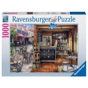 Puzzle Ravensburger cu 1000 de piese, Cafenea fermecătoare, prezintă o cafenea fermecătoare în aer liber - Puzzle 3D & Puzzle cu burete