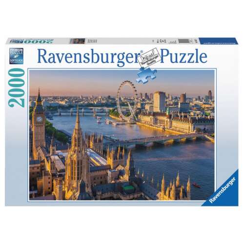 Puzzle Ravensburger cu 2000 de piese cu orizontul Londrei cu Big Ben, Palatul Parlamentului și London Eye