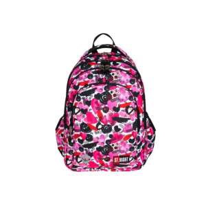 St.Right Hearts ergonomischer Schulrucksack 16 Zoll, rosa und schwarzer Herz-Druck, Vorderansicht - Unipap