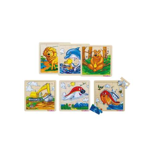 Eichhorn fa puzzle gyerekeknek, 6 különböző állat és jármű képpel - Eichhorn