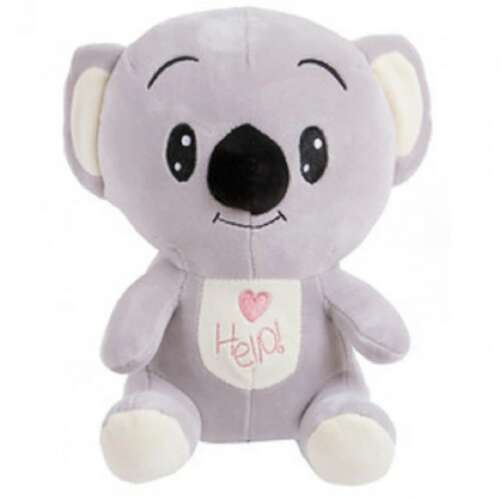 Gray plush koala teddy bear, 25 cm, with Hello! inscription