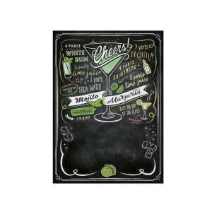 Puzzle Blackboard Cheers cu 1000 de piese, cu design de tablă neagră cu rețete de cocktail pentru Mojito și Margarita - Puzzle 3D & Puzzle cu burete