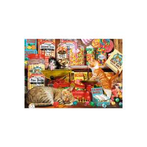 Trefl Katzen im Süßwarenladen 1000-teiliges Puzzle, zeigt eine farbenfrohe und skurrile Szene von Katzen in einem Süßwarenladen - Puzzle & Rätsel