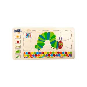 Puzzle din lemn cu Omida Foame, prezentând omida și călătoria ei, excelent pentru copiii care învață culori și forme - Puzzle 3D & Puzzle cu burete