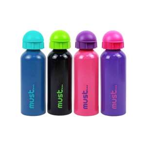 4er Set Must Aluminium Wasserflaschen, 500ml pro Flasche, in Blau, Schwarz, Rosa und Lila - Füttern