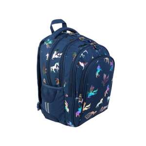 St.Right Holo Unicorns 4 rekeszes iskolatáska, kék egyszarvú mintával - Unipap