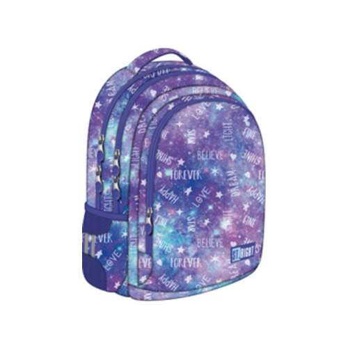 St.Right Galaxy Girls BP57 17 inches lila iskolatáska csillagokkal és motivációs feliratokkal