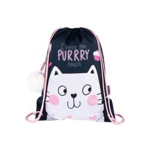 Bambino Kitty Katzen-Turnbeutel, schwarz mit weißem Katzenmotiv, perfekt für Turnen, Sport oder Schule - Unipap