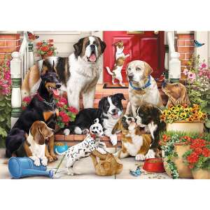 Trefl Hidden Shapes 1043-teiliges Puzzle mit einer Gruppe von Hunden auf einer Veranda - Trefl Puzzle