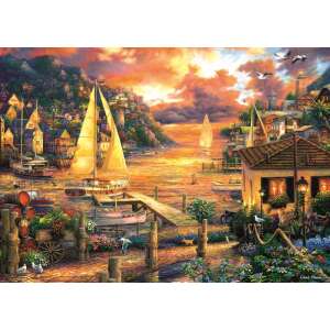 Trefl 6000 piece jigsaw puzzle, sunset harbor scene - Puzzle