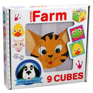 Bauernhof Tiere Holz Puzzle 9 Würfel, Lernspielzeug für Kinder - Puzzle