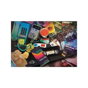 1000-teiliges Puzzle mit 80er Jahre Nostalgie, mit Kassette, VHS-Band, Taschenrechner, Telefon und mehr - Puzzle & Rätsel