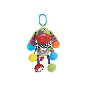 Zielona pluszowa zabawka dla niemowląt w kształcie psa z grzechotką, lustrem i gryzakiem, idealna do wózka lub łóżeczka - Opieka stomatologiczna dla niemowląt