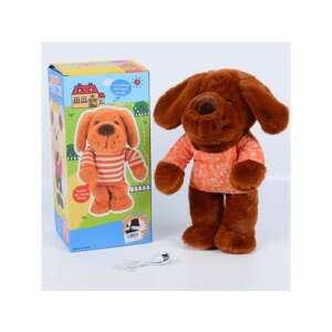 Jucărie de pluș câine dansant, maro și portocaliu, 30cm înălțime, cu încărcător USB - Plușuri interactive